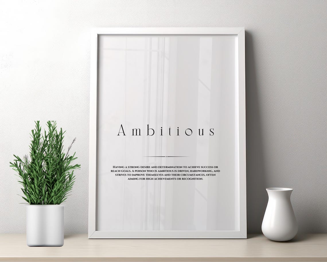 Ambitious Wall Art Motivational Quote Inspirational Home Decor Definition Art Print Quotes - Image 2