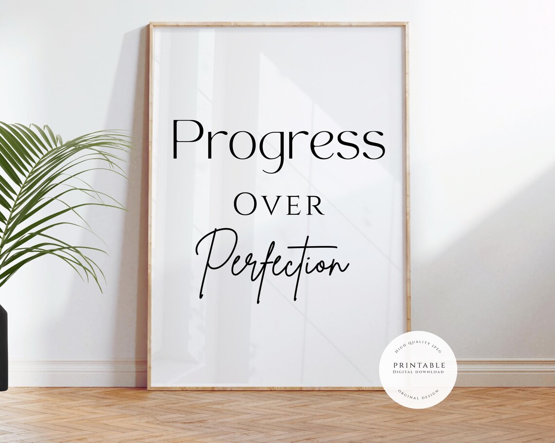 Progress Over Perfection Mixed Serif Script Typography Quote Poster