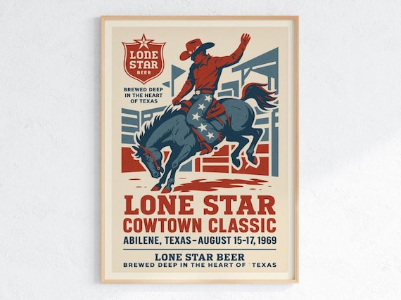 Lone Star Cowtown Classic Vintage Abilene Rodeo Print