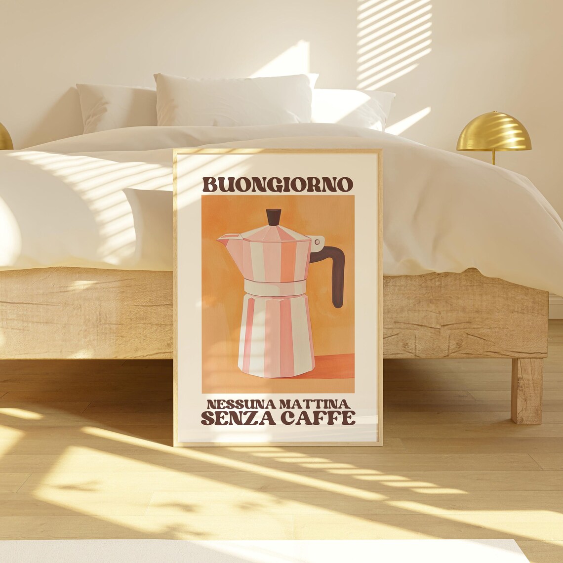 Buongiorno Pink Moka Pot Italian Espresso Coffee Kitchen Art Poster - Image 3