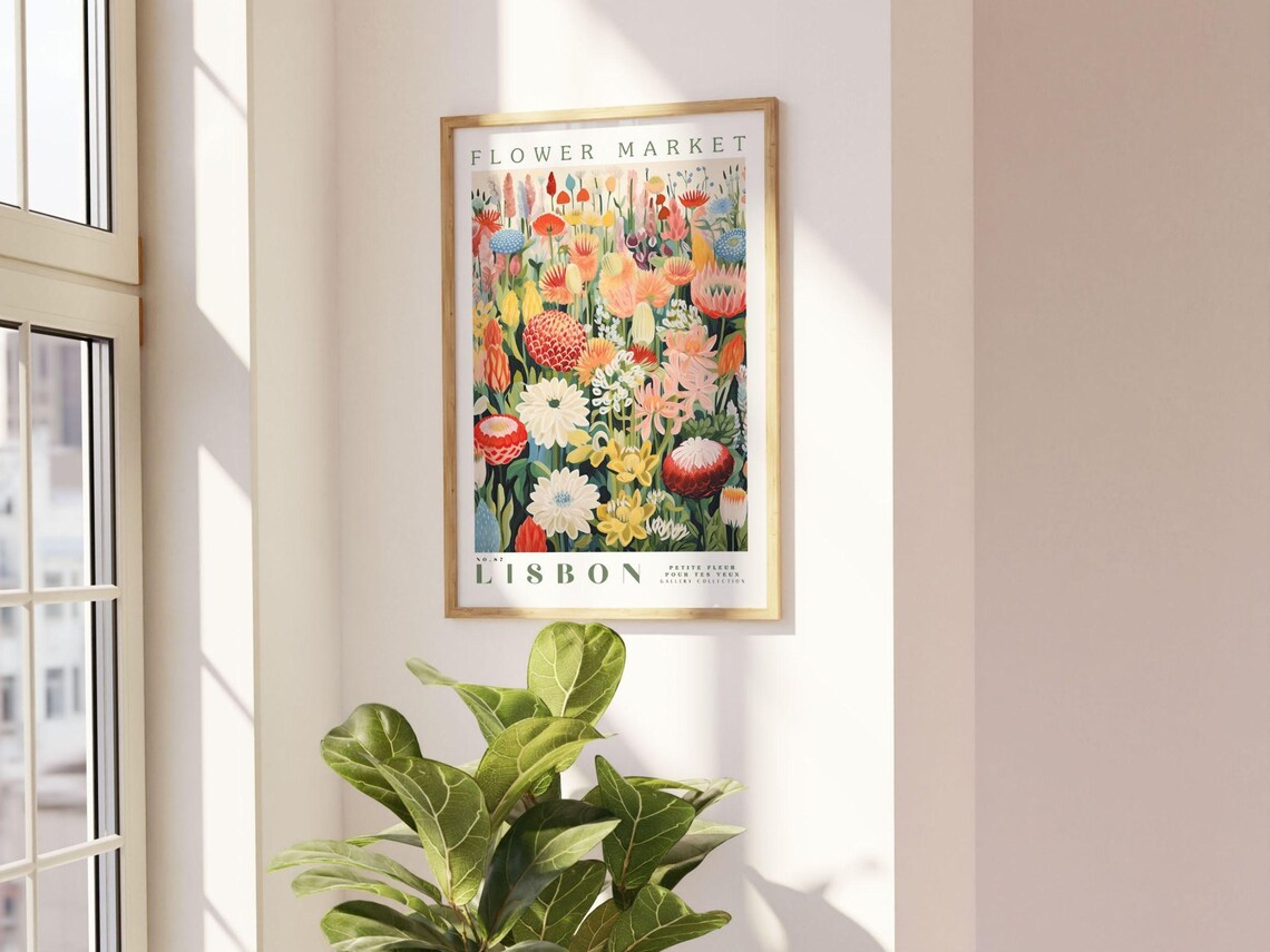 Flower Market Lisbon, Botanical Illustration Poster - Image 2