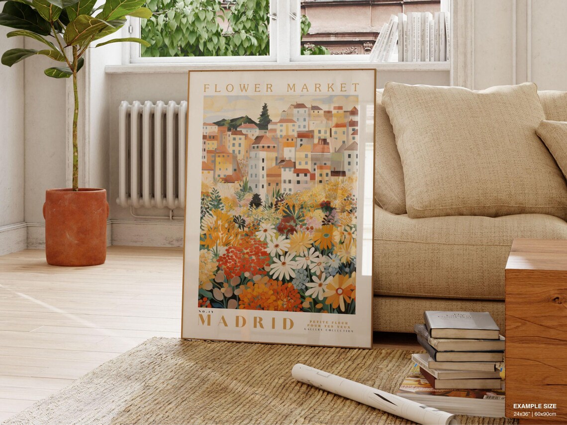 Madrid Flower Market, Botanical Floral Travel Poster - Image 2