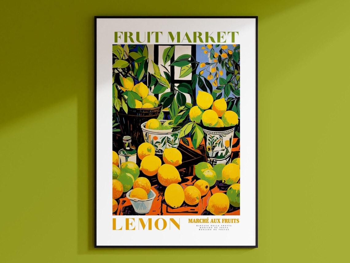 Lemon Fruit Market Vintage Fruit Art Poster