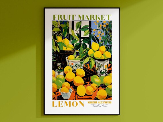 Lemon Fruit Market Vintage Fruit Art Poster