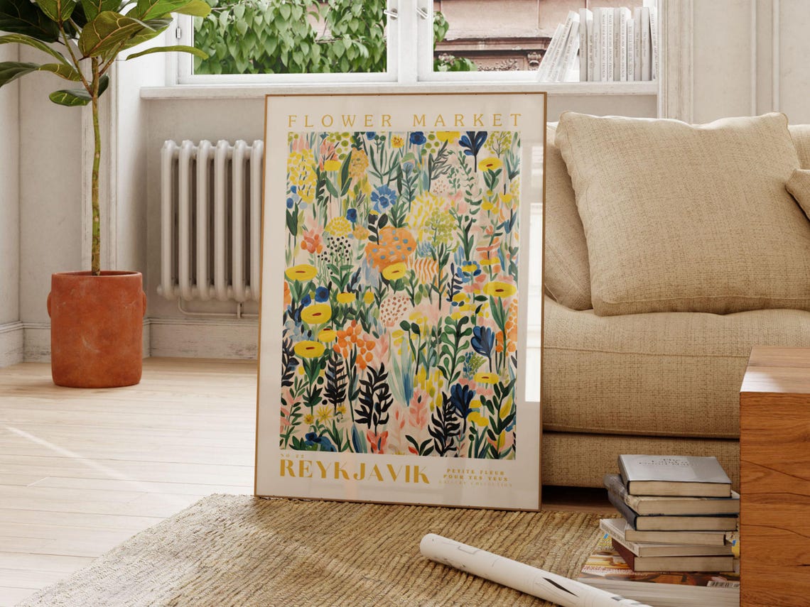 Reykjavik Flower Market Travel Poster, Botanical Art - Image 2