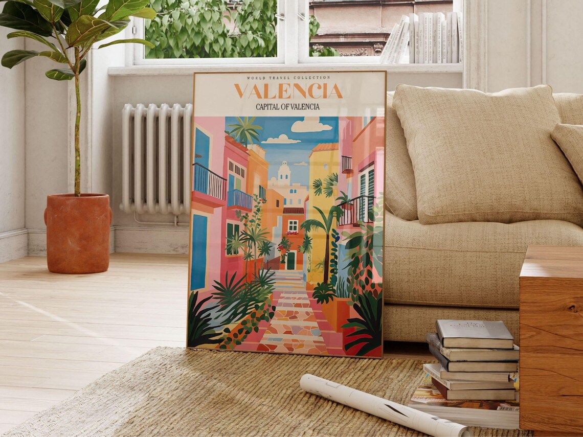 Valencia Travel Poster, Spain City Poster