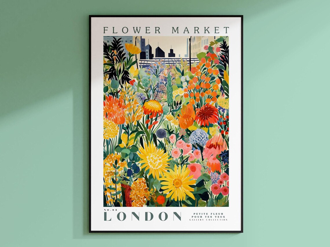Flower Market London, Botanical Travel Art