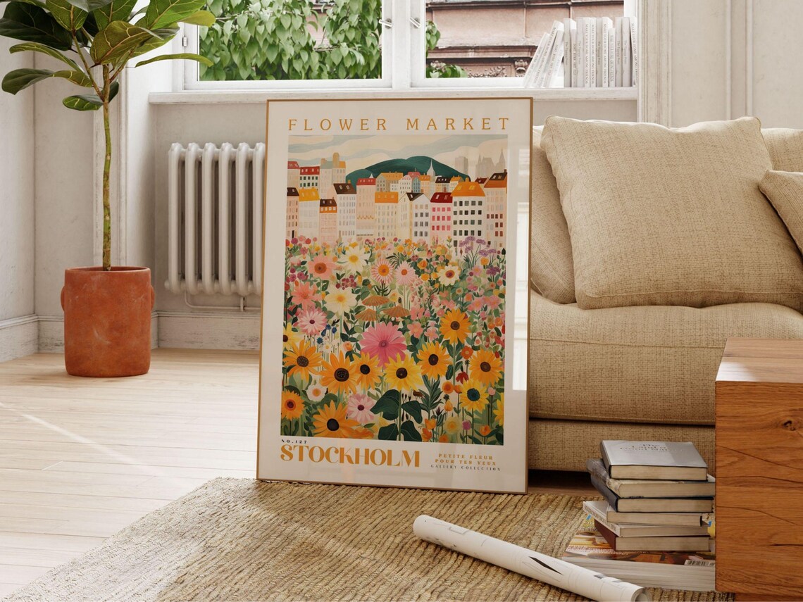 Stockholm Flower Market, Sweden Floral Art Print - Image 2