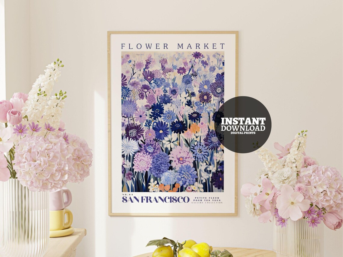 Flower Market, San Francisco Botanical Art Print - Image 2