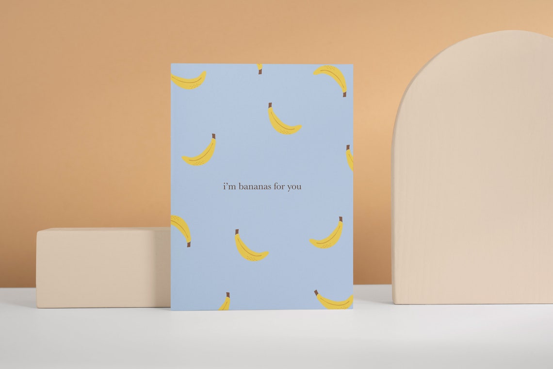 I'm Bananas for You Illustrated Bananas Pun Greeting Card Print