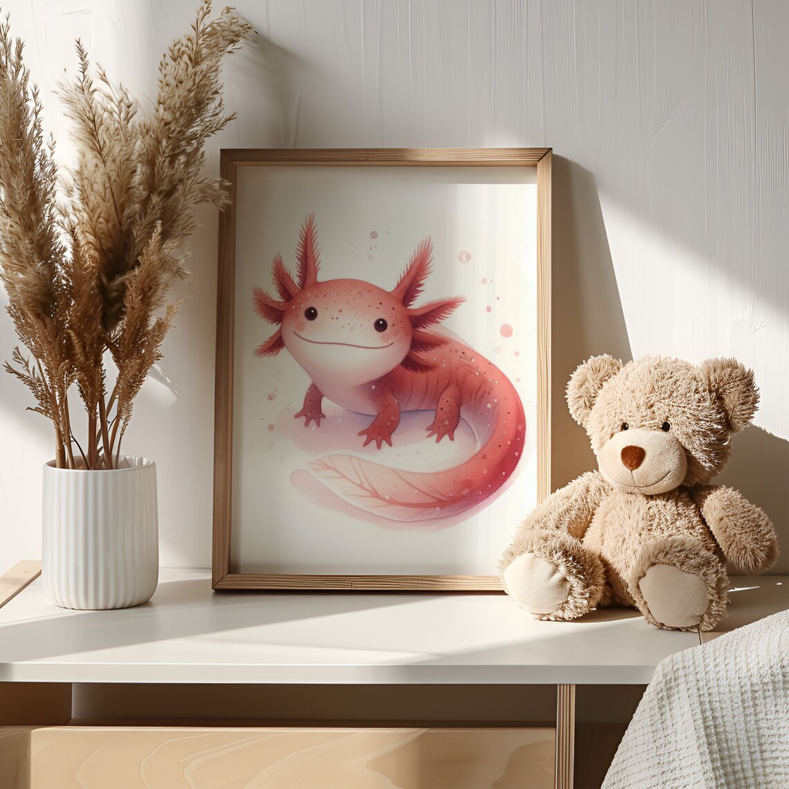 Axolotl Nursery Art Print, Cute Kids Decor - Image 4
