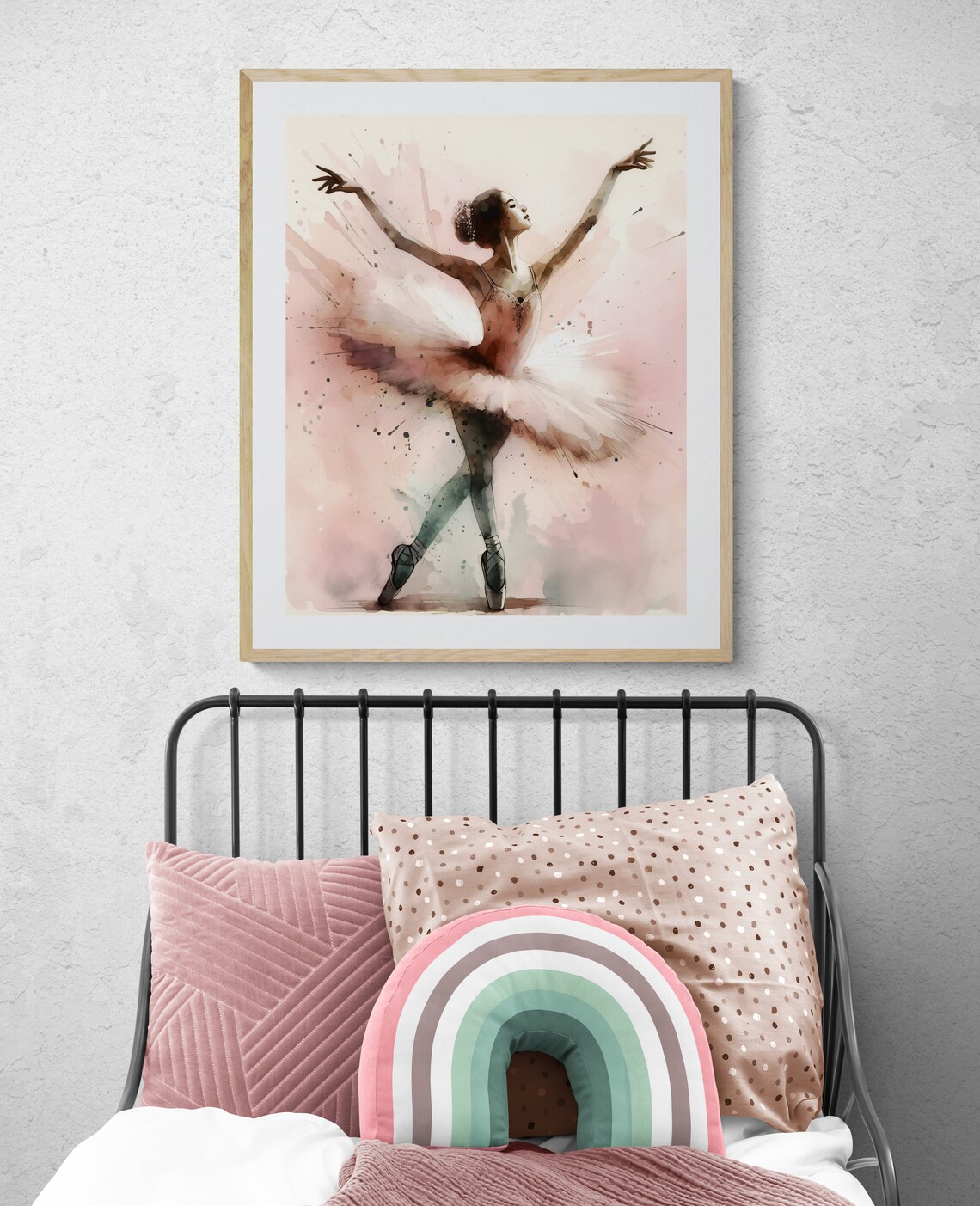 Pink Tutu Ballerina Watercolor Dance Art Little Girls Room Poster - Image 2