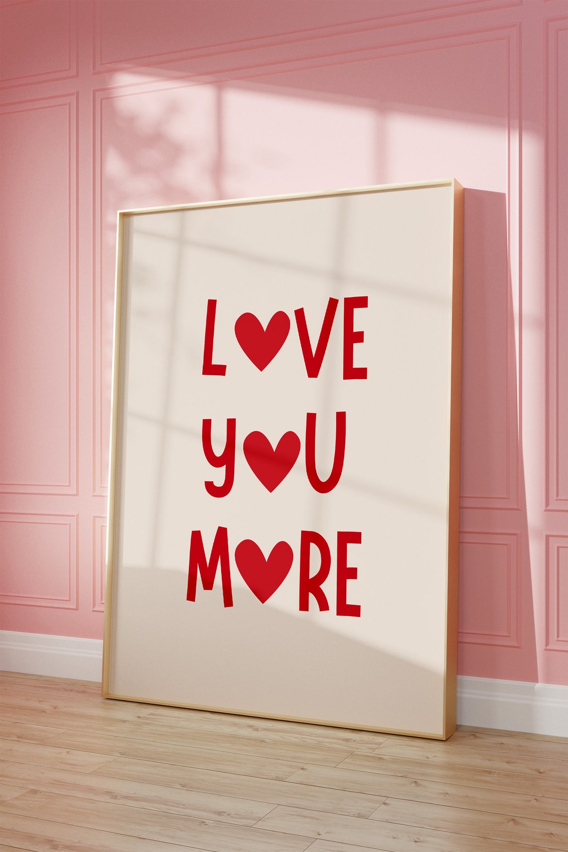 Love You More Red Heart Typography Romantic Home Decor Quote Poster - Image 4