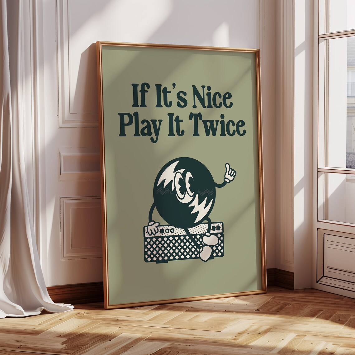 Retro Vinyl Play It Twice Music Art Print - Image 4