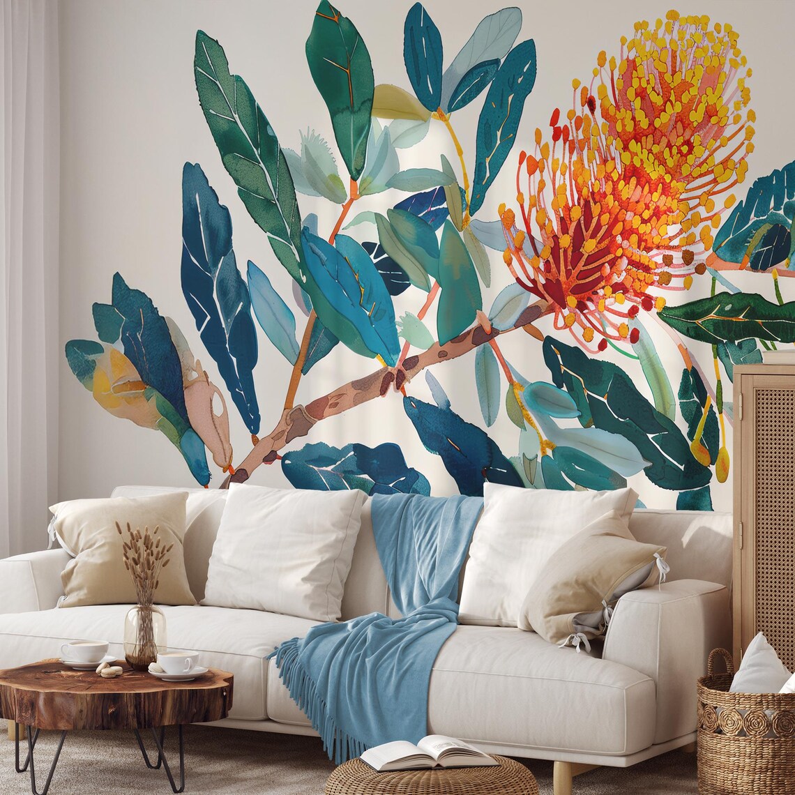 Australian Banksia Symphony, Abstract Floral Art Print