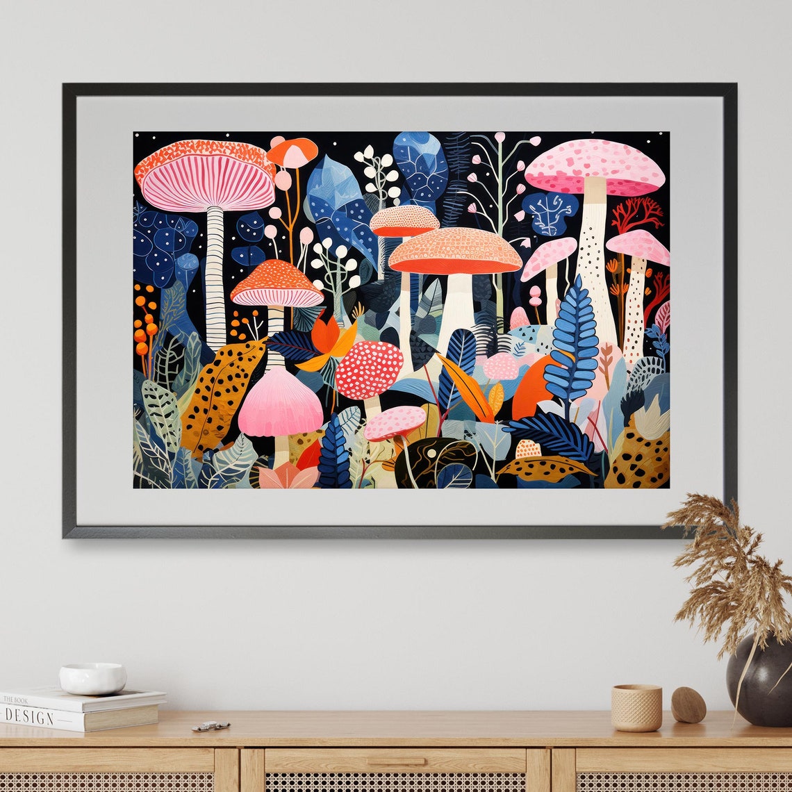 Whimsical Mushroom Garden, Botanical Art Print