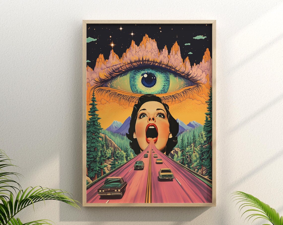 All Seeing Eye Retro Surreal Art Print