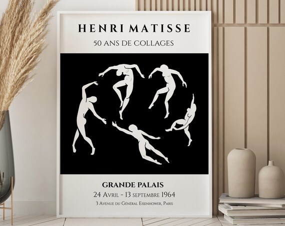 Black Matisse Dancers Exhibition Poster Minimal Matisse Print Matisse Dancing Cut Out Print Abstract Matisse Print Mp030