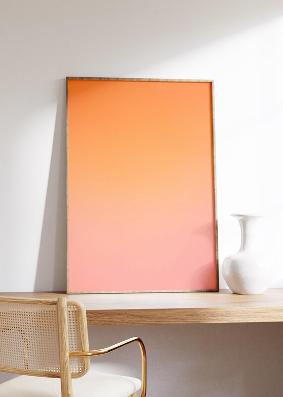 Sunset Gradient Wall Art Print Coral Orange Soft Pink Minimal Design Glowing Tones Warm Modern Decor Ombre Abstract Peaceful Vibe