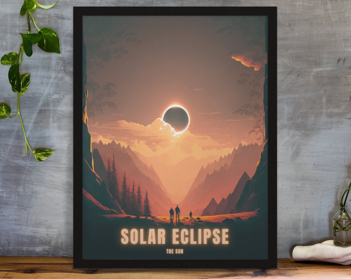 Solar Eclipse Totality Over Mountain Valley Dramatic Sky Poster