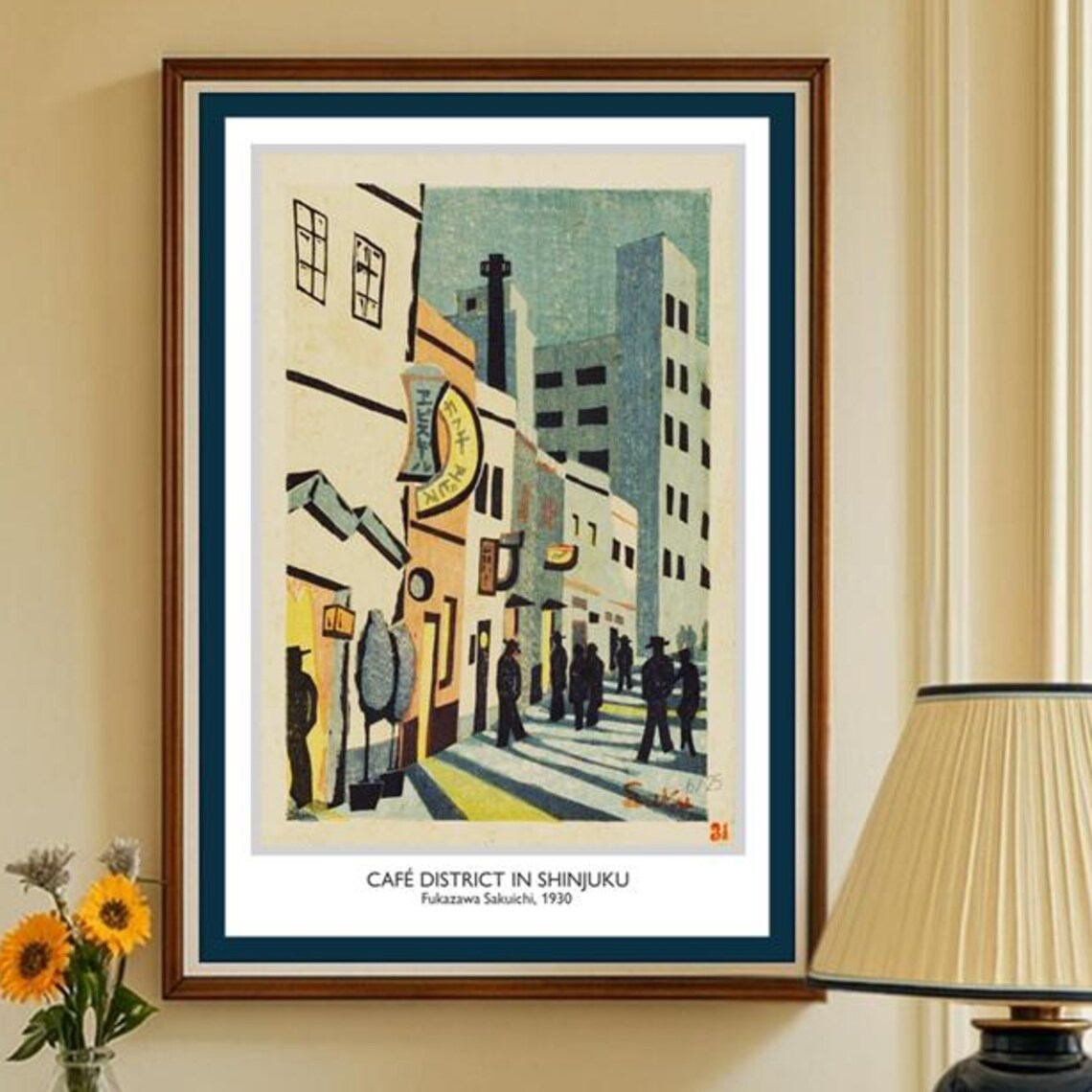 Cafe District Shinjuku 1930 Fukazawa Sakuichi Woodblock Tokyo Print