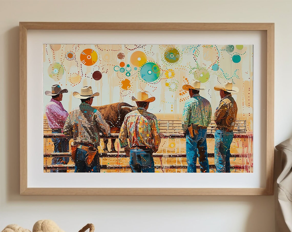 Western Rodeo Cowboys Art Print, Rugged West Decor