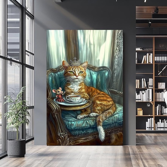 Royal Cat And Mouse Tea Party Crown Victorian Whimsical Wall Art Poster