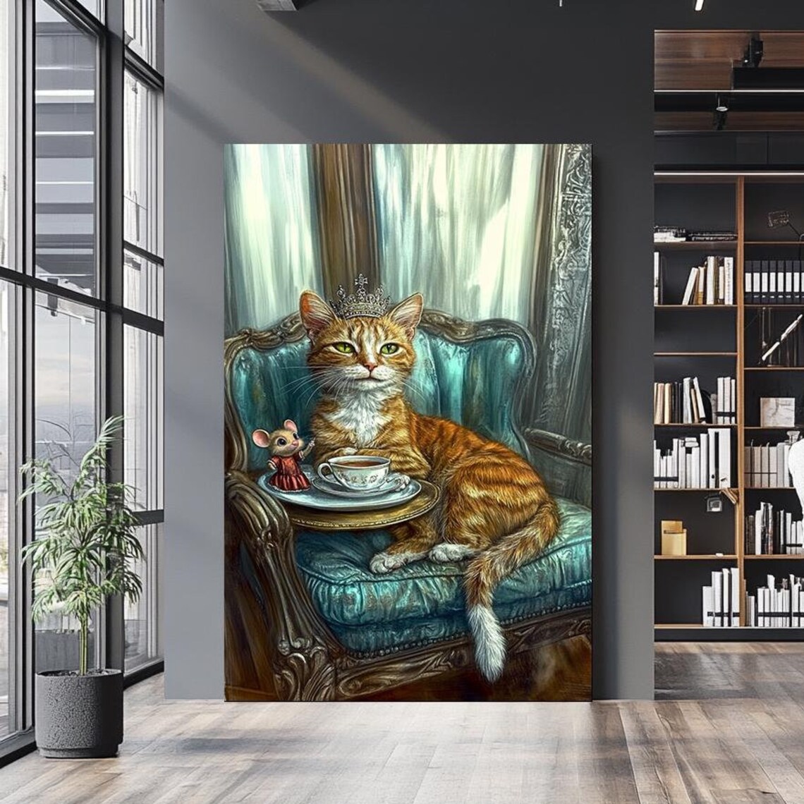 Royal Cat And Mouse Tea Party Crown Victorian Whimsical Wall Art Poster