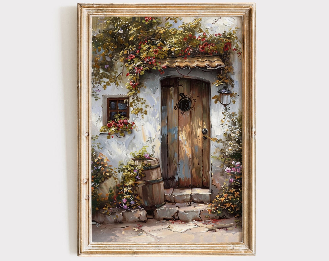 Vintage Cottage Painting Cottagecore Artful Art Spring Summer Wall Decor Farmhouse Antique Bedroom Lvingroom Rustic