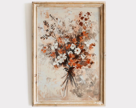 Autumn Flowers, Vintage Farmhouse Botanical Print