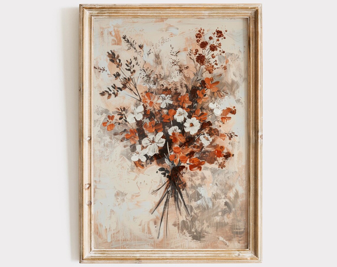 Autumn Flowers, Vintage Farmhouse Botanical Print