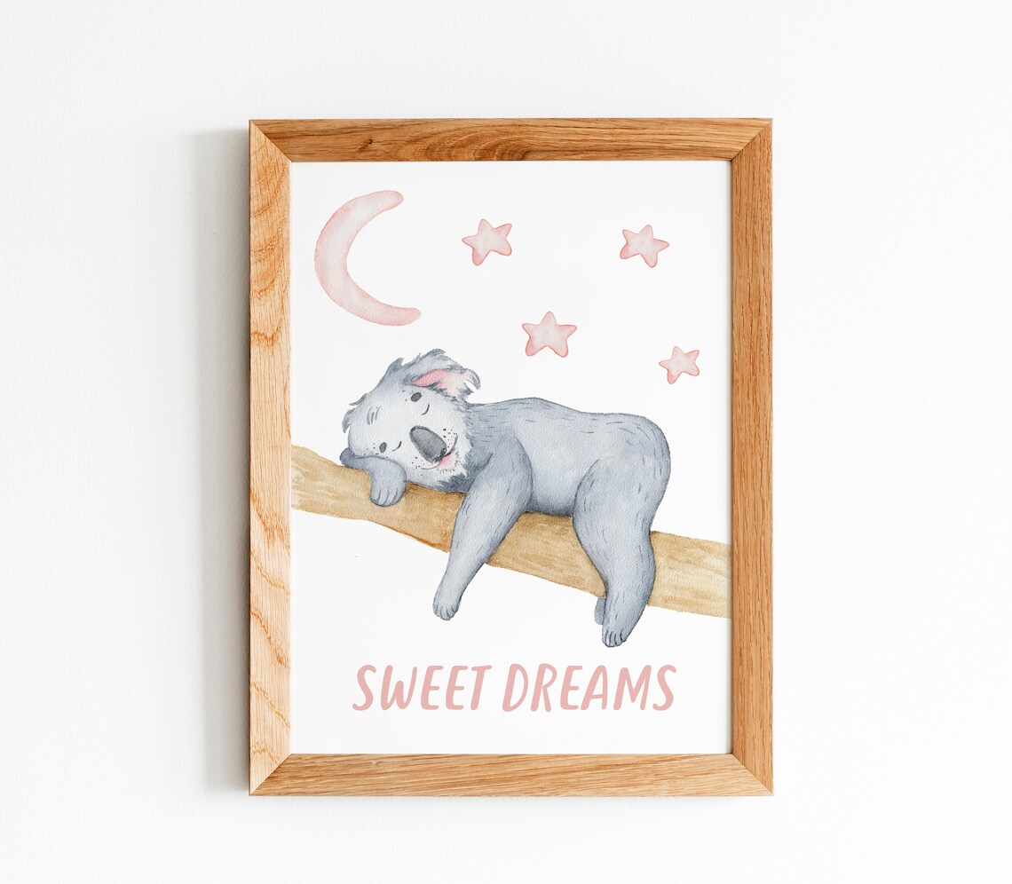 Sweet Dreams Watercolor Koala Baby Nursery Sleeping Decor Poster - Image 7