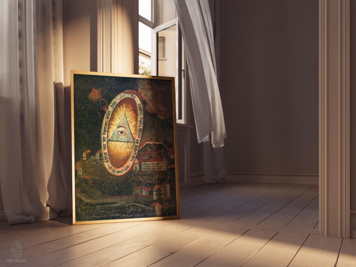 Baindt Abbey Under Eye of Providence 1773 German Religious Painting Poster - Image 4