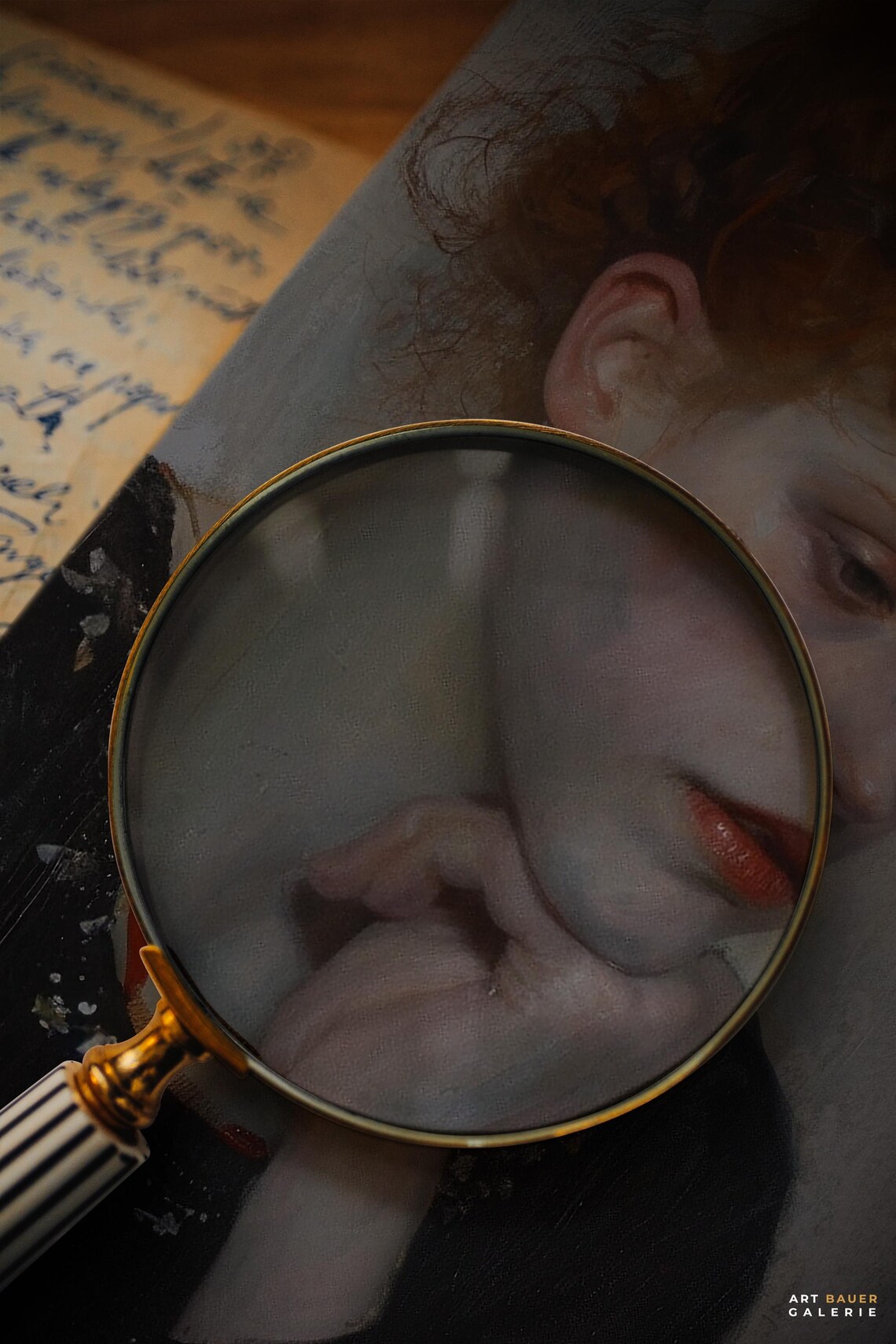 Melancholy Woman Portrait Red Hair Blue Room Vintage Emotional Art Poster - Image 2