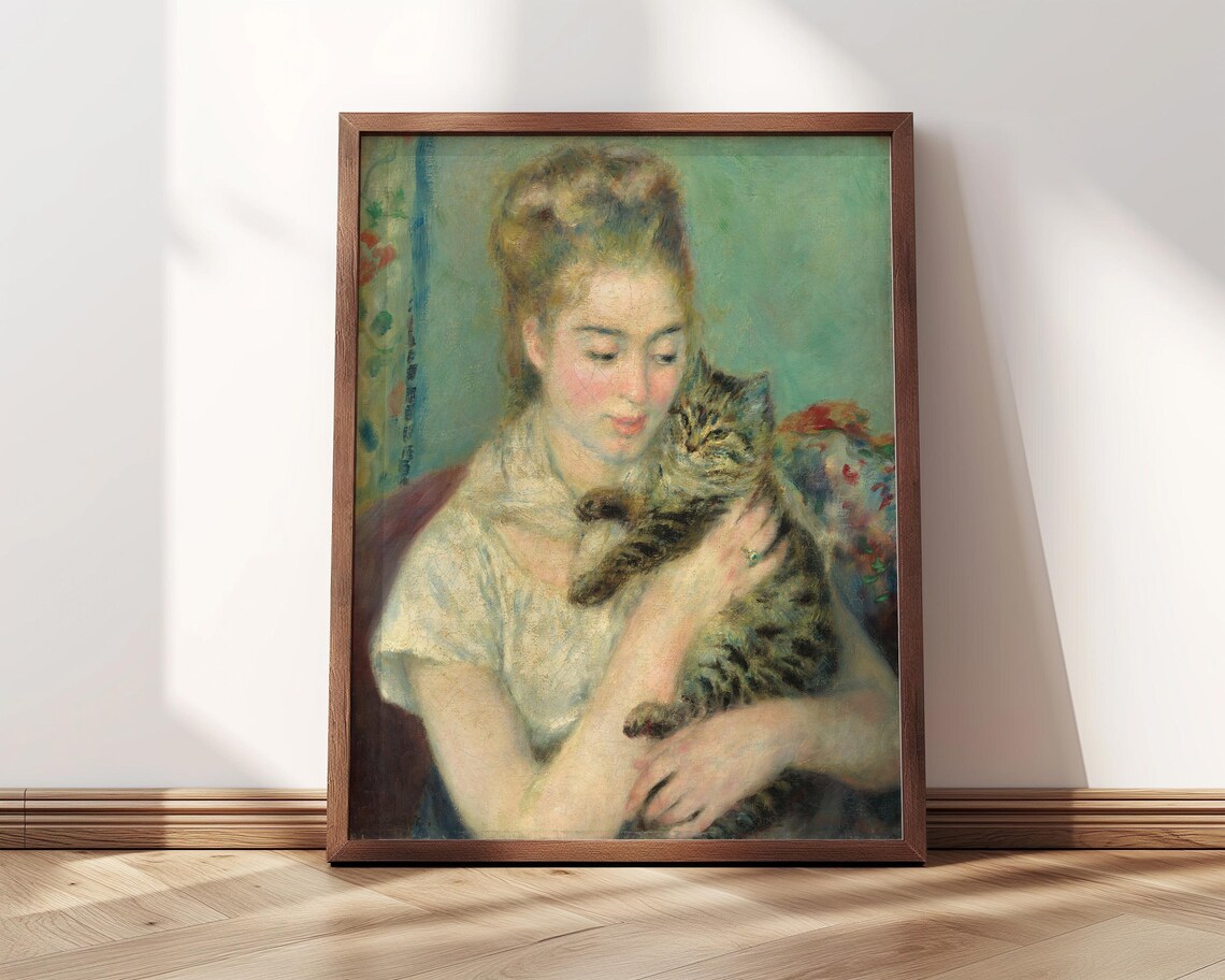 Auguste Renoir Woman With Cat Tabby Tender Portrait Feline Art Poster - Image 5