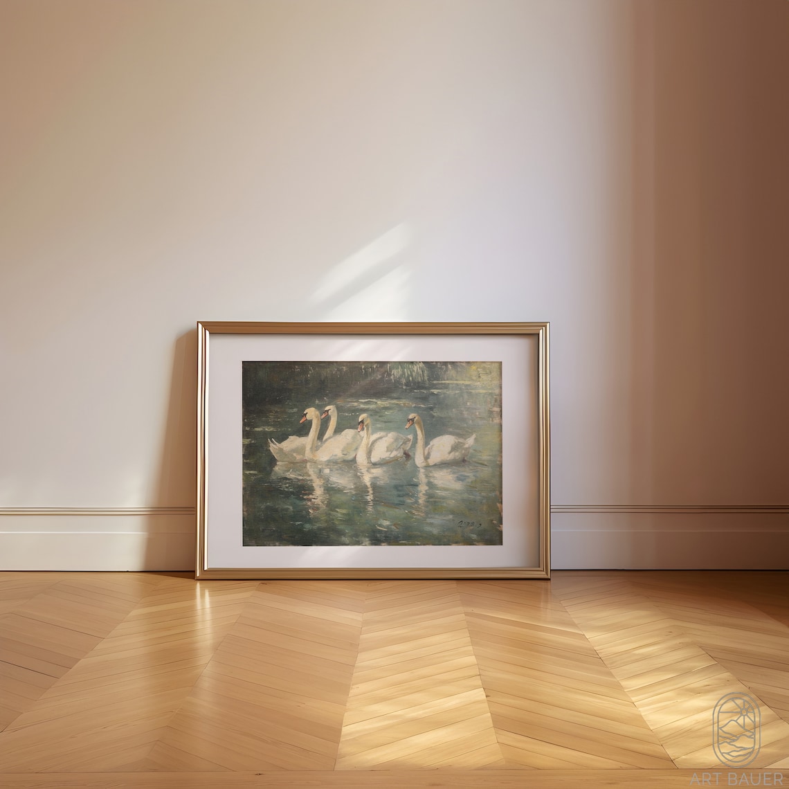 Elegant Swans Rustic Home Decor Wall Art Print - Image 4