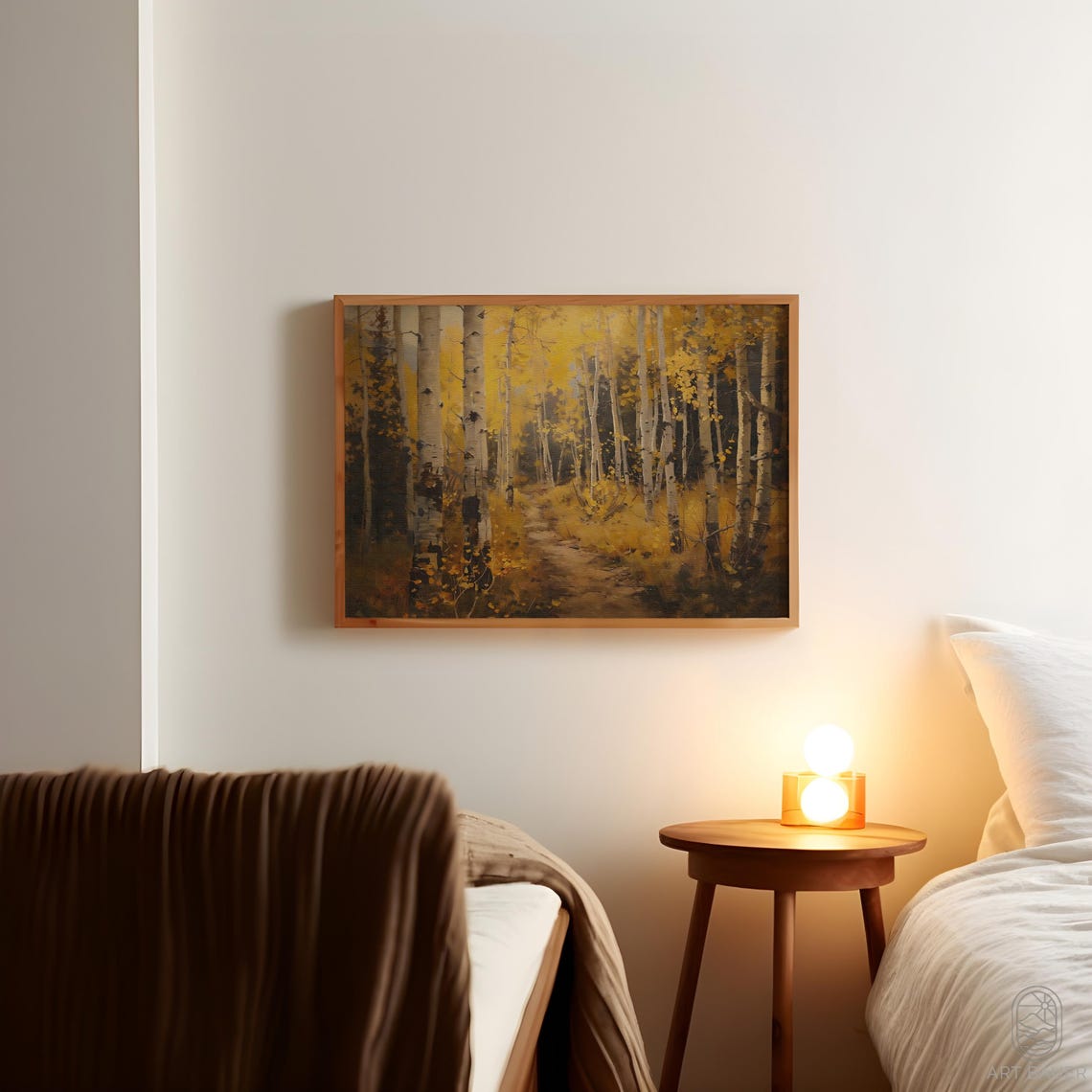 Birch Forest in Autumn Golden Aspen Grove Winding Path Fall Art Poster - Image 3