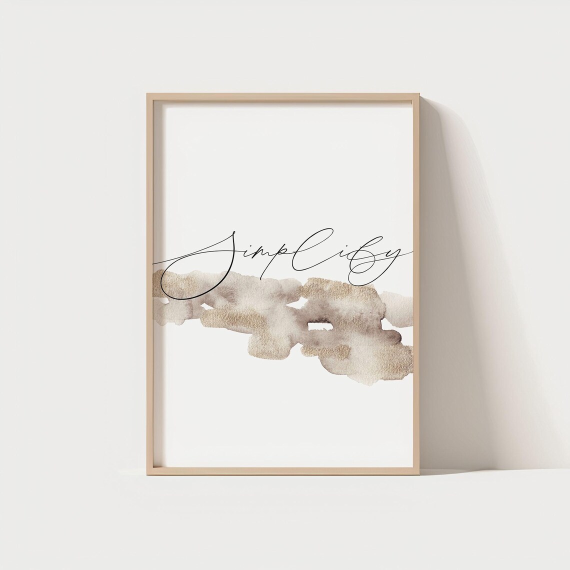 Simplify Elegant Script Minimalist Neutral Beige Watercolor Typography Poster