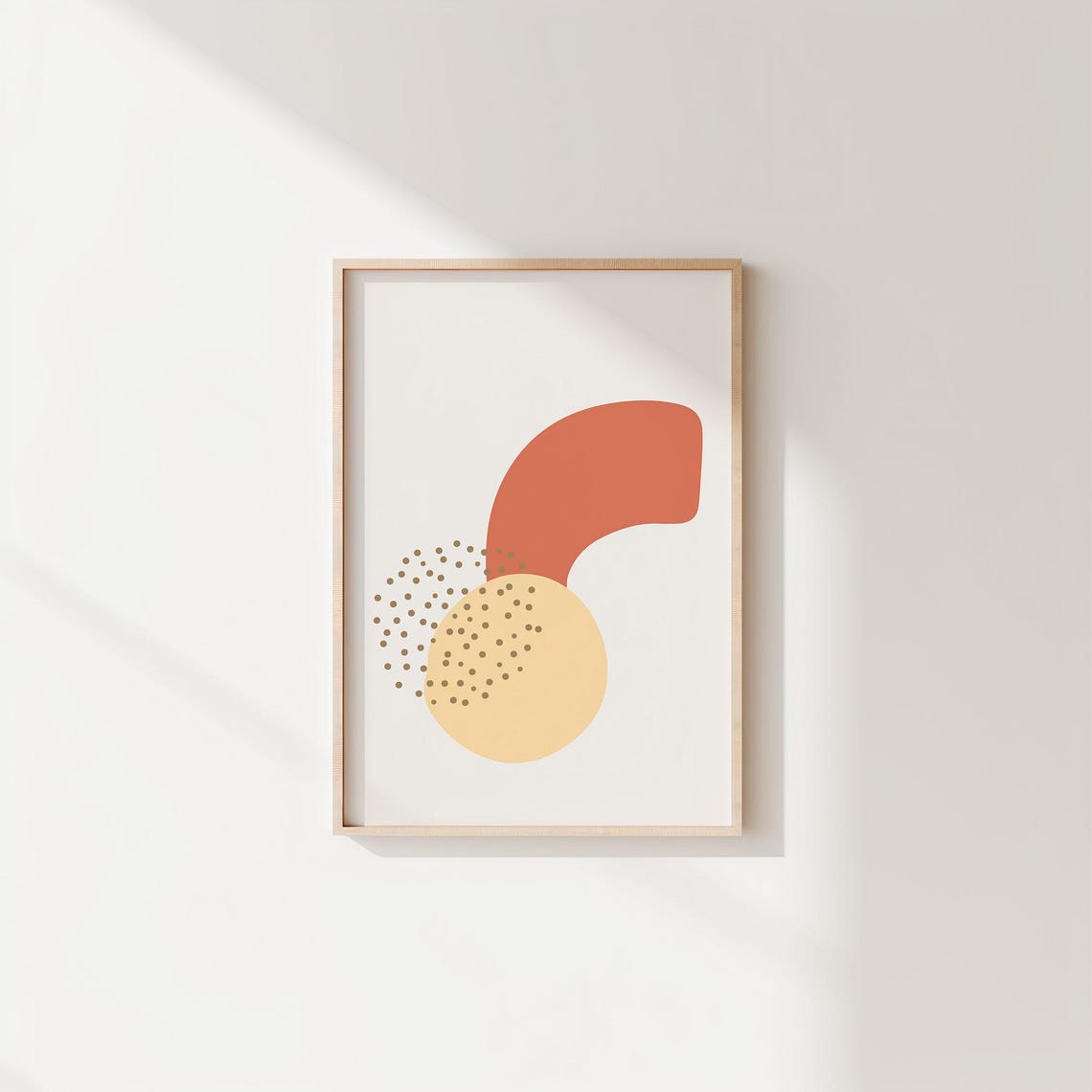 Terracotta Arc Golden Circle Dotted Mid Century Abstract Wall Print