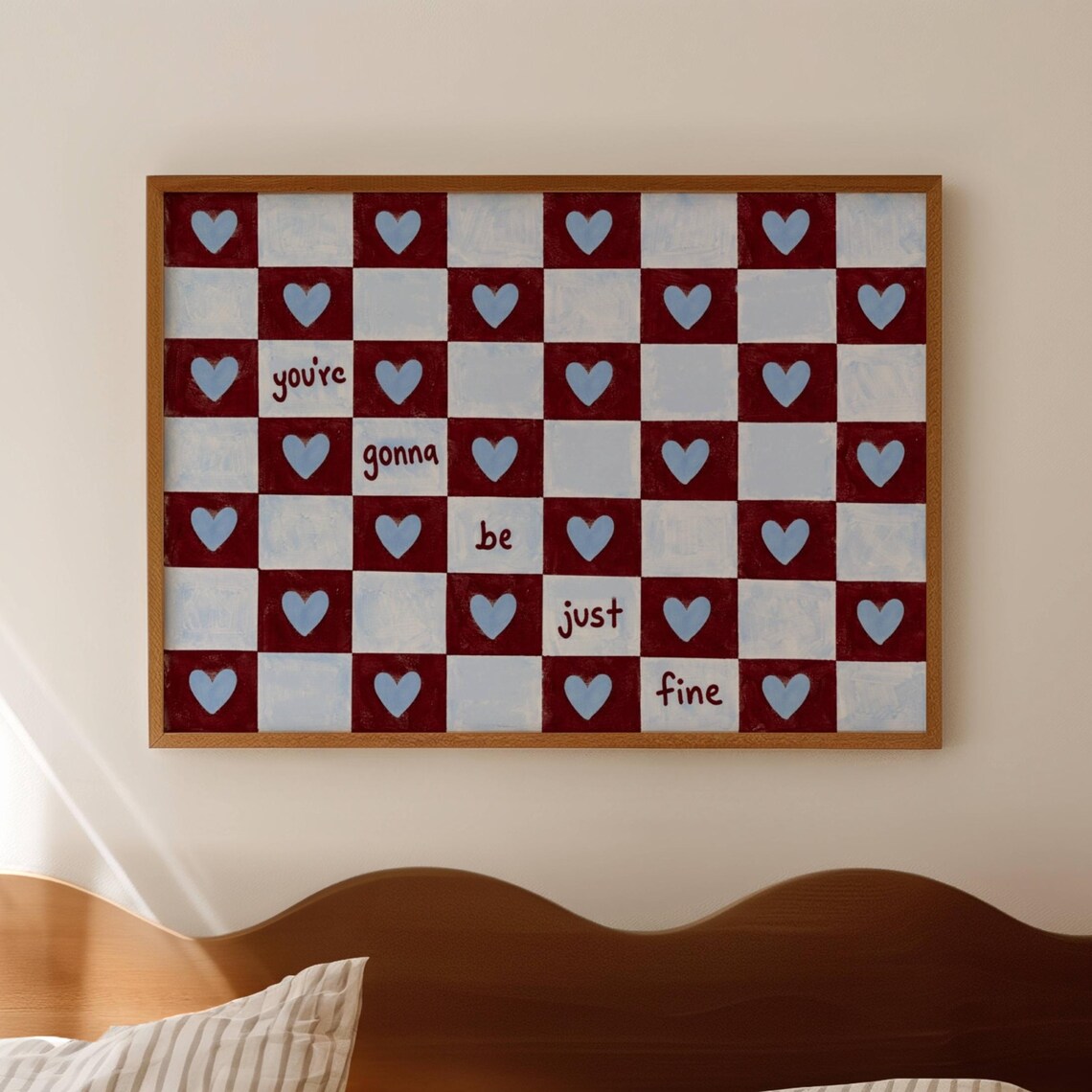You Are Gonna Be Just Fine Checkered Hearts Encouragement Poster