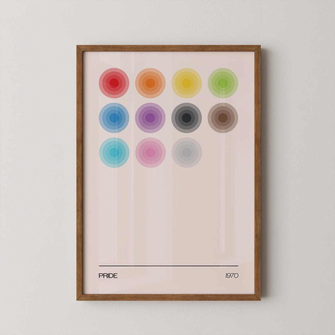 Pride 1970 Retro Rainbow Concentric Circles Geometric Art Print