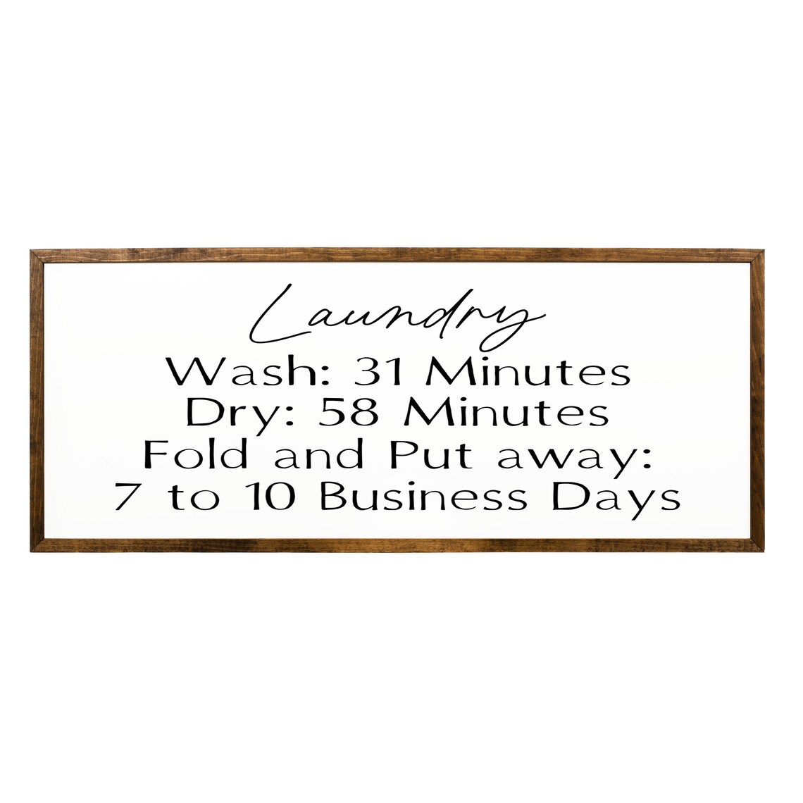 Laundry Wash 31 Minutes Dry 58 Fold 7 To 10 Business Days Sign Poster - Image 2
