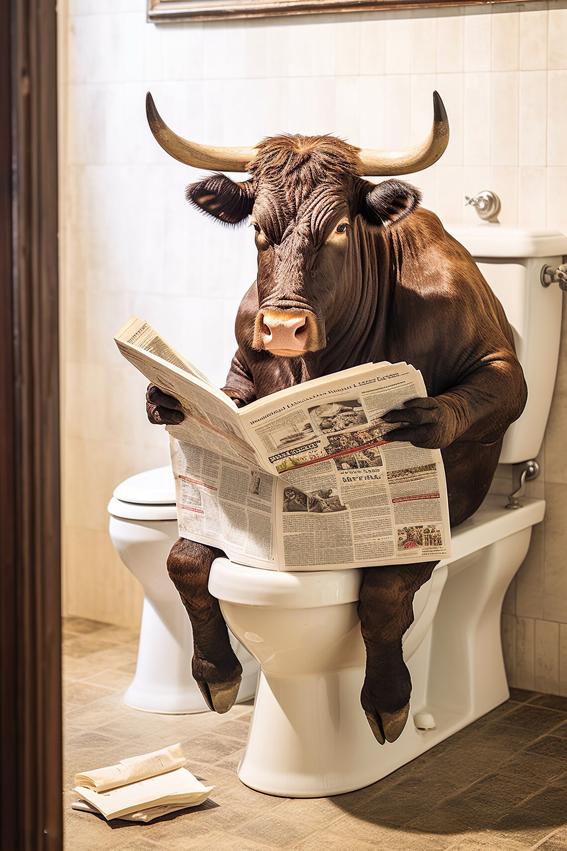 Aberdeen Angus Cow Bathroom Humor Art Print