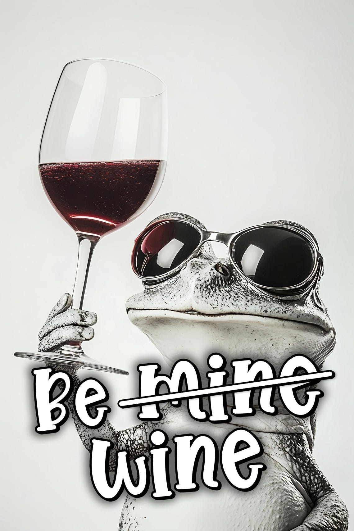 Frog With Sunglasses Holding Red Wine Glass Funny Be Wine Poster - Image 2