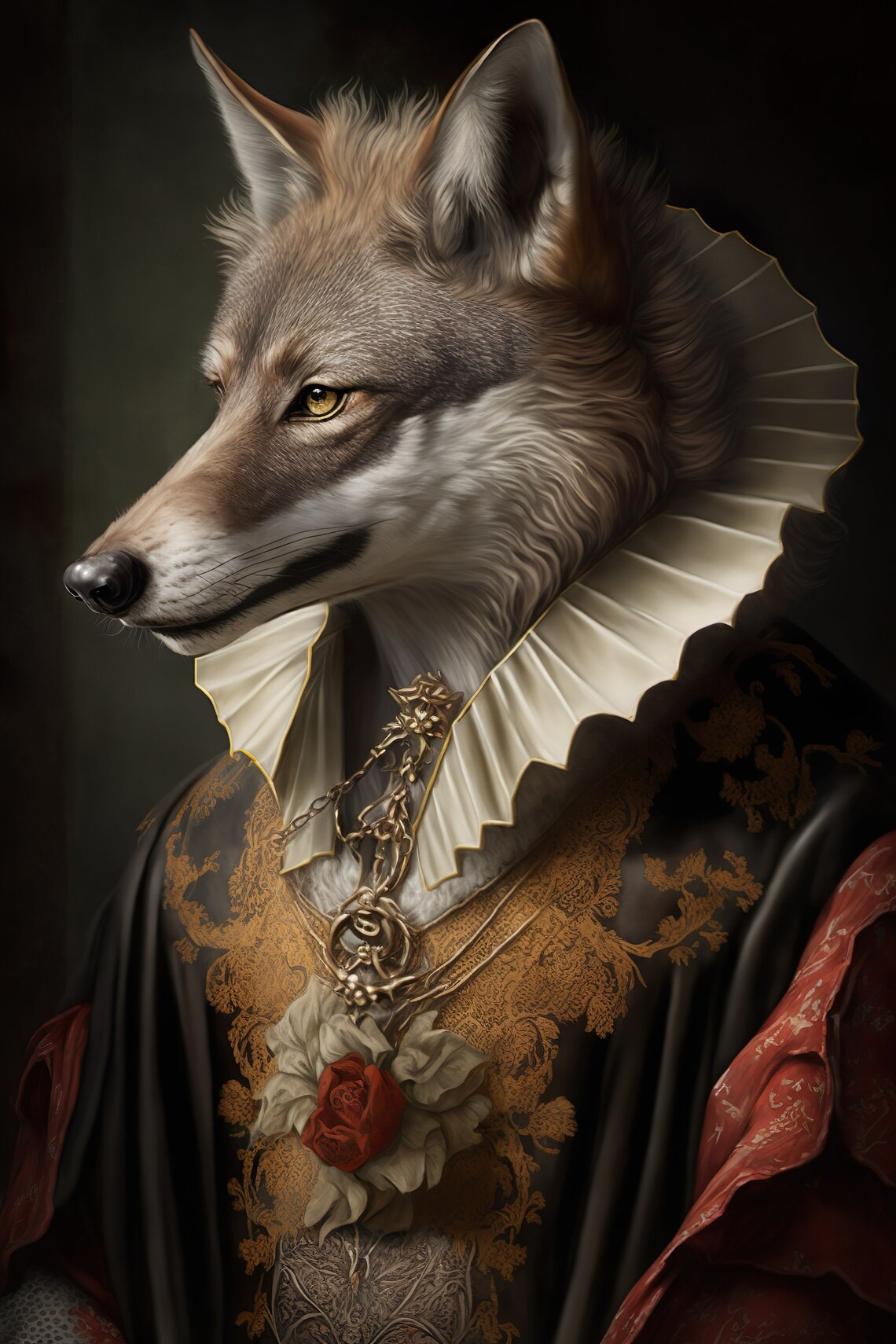 Aristocratic Wolf Funny Animal Art Print