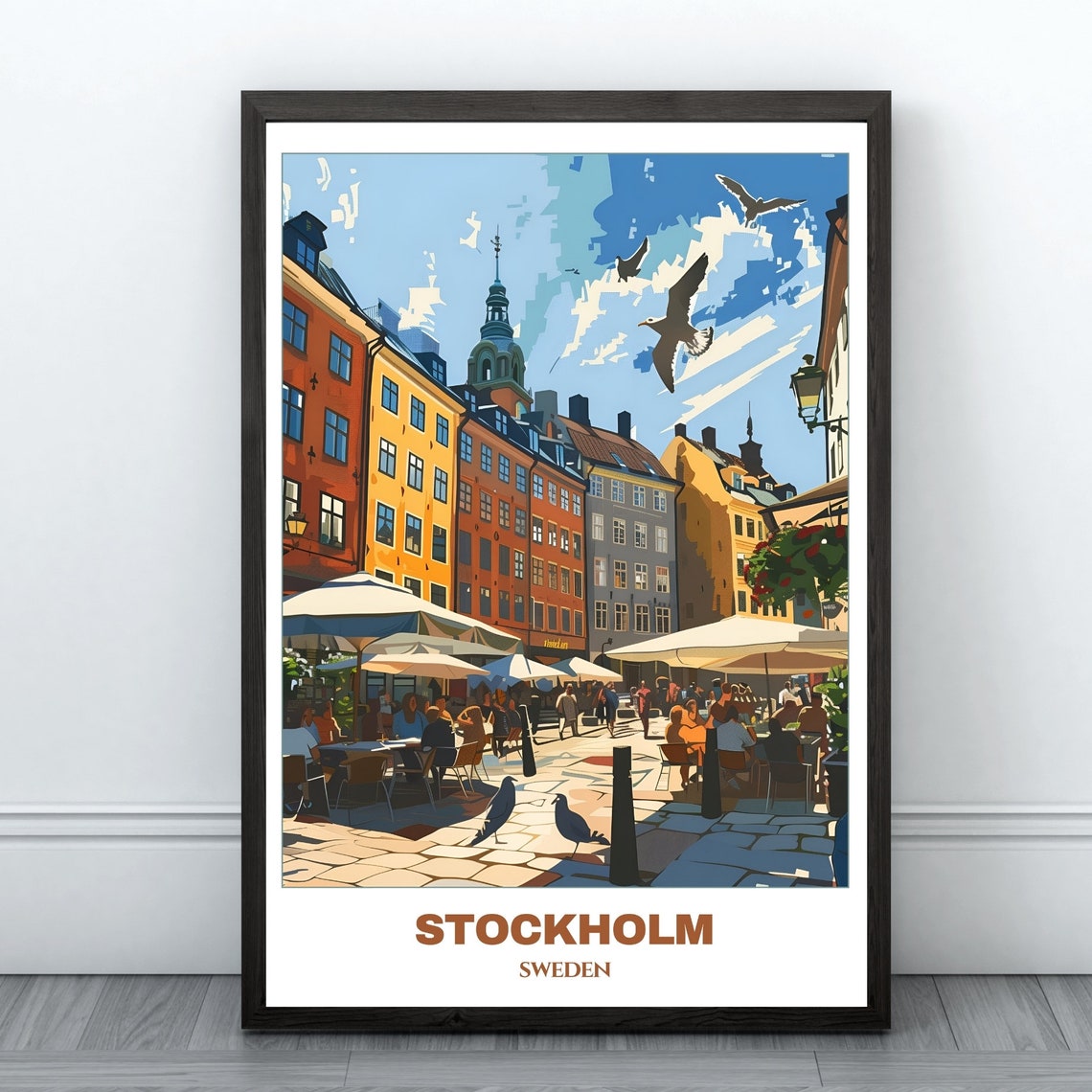 Stockholm Travel Poster Sweden Travel Poster Citycape Painting Print Wall Art Stockholm Home Decor Stockholm Trip Print