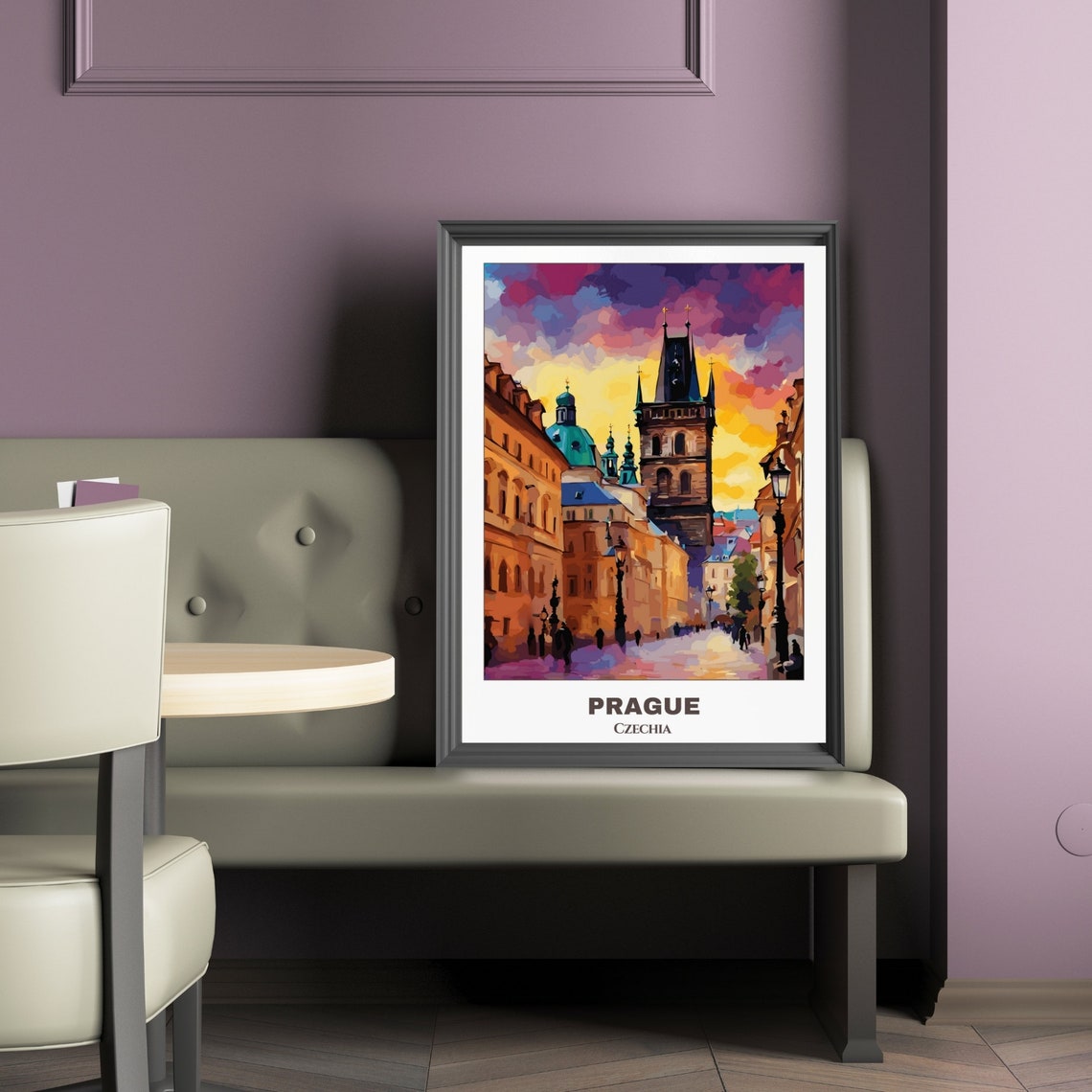 Prague Czechia Historic Old Town Towers Golden Sunset Poster - Image 2