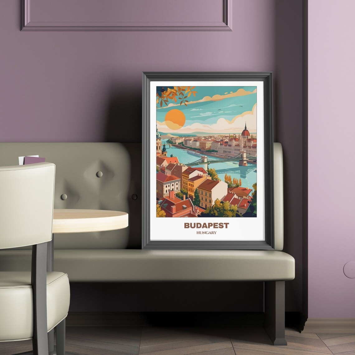 Budapest Hungary Sunset Danube Panorama Parliament Bridge View Poster - Image 2