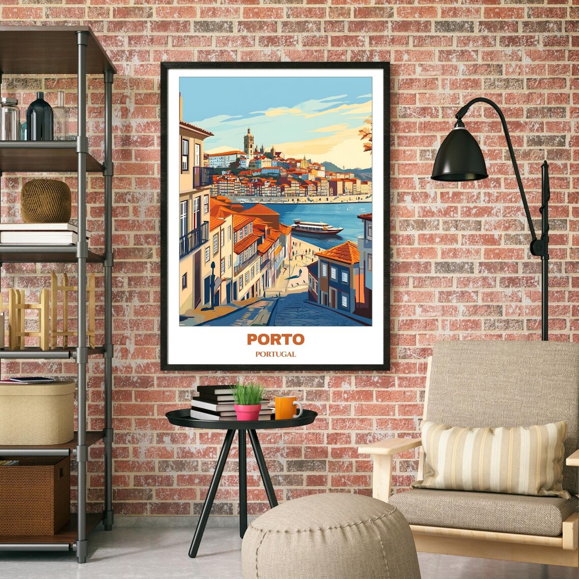 Porto Portugal Douro River Old Town Cobblestone Vintage Travel Poster - Image 2