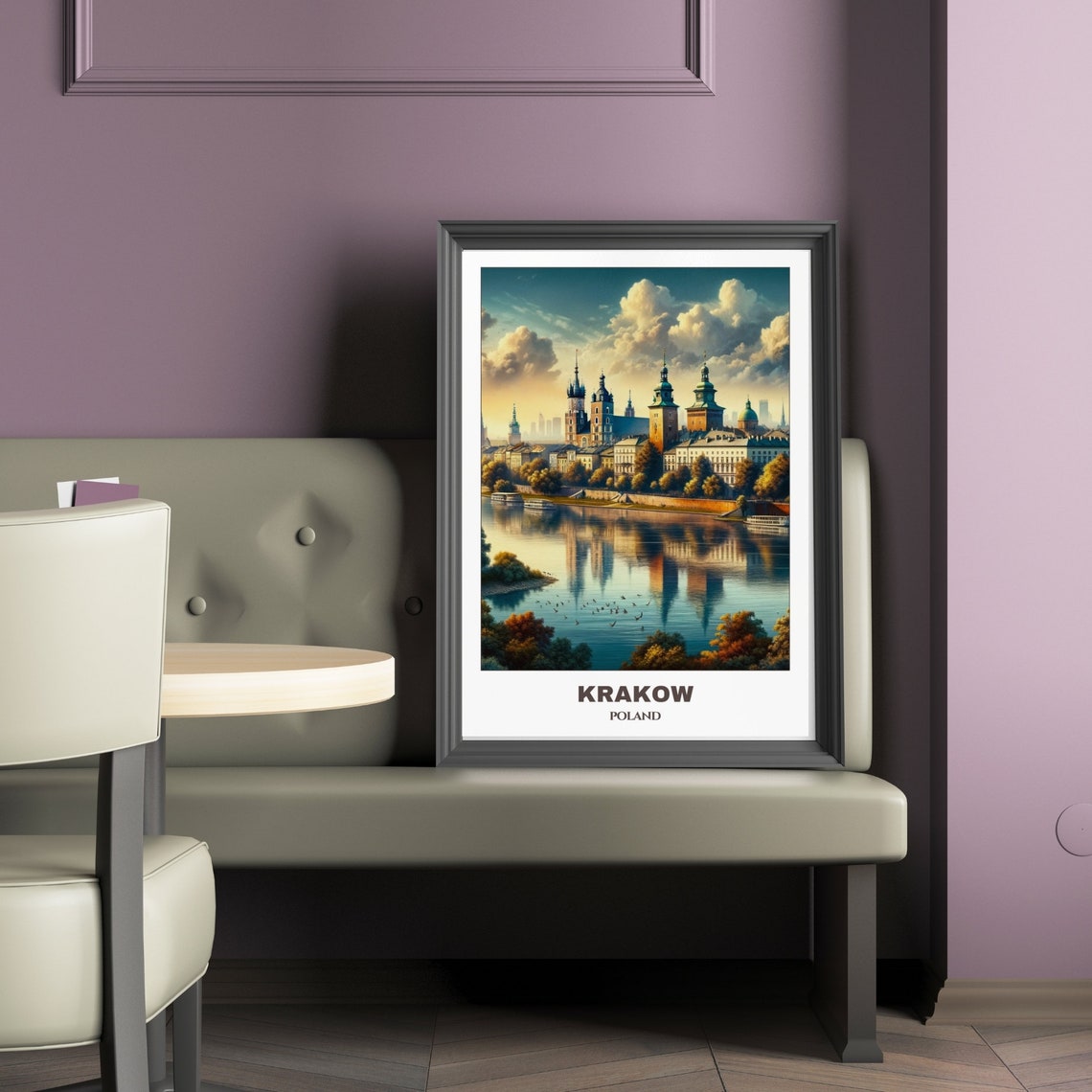 Krakow Travel Poster Poland Travel Poster Krakow Painting Cityscape Painting Wall Art Decor Poland Trip Travel Lovers Gift - Image 2